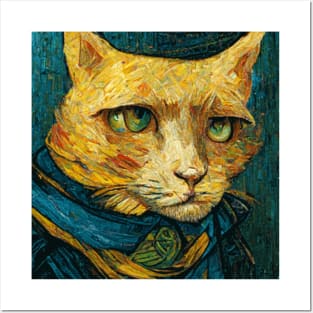 funny portrait cat van gogh style Posters and Art